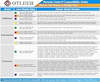 Vista 2 de 2 para Liftmaster Chamberlain Craftsman Abridor de puerta de garaje remoto 373LM 973LM 893LM 893MAX Universal, morado, amarillo, verde, naranja, rojo