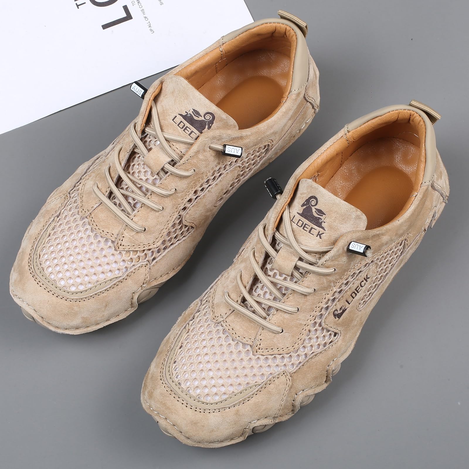 Handgemaakte lage Beck-schoenen, dames outdoor waterdichte antislip lichtgewicht ademende casual platte bodem slip-on comfortabele blote voeten wandelschoenen(grijs,38 EU
