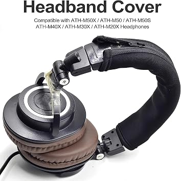 ATH M50X Headband Cover Replacement Headband Protector Compatible with Audio Technica M30 M40 M50 M50X M50S M40X M20X M30X Headphones (Brown + No Tool Needed)