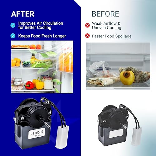 Miniatura 8 de BlueStars Reemplazo actualizado del motor del ventilador del evaporador de refrigerador 2315539, compatible con refrigeradores Whirlpool y Kenmore,