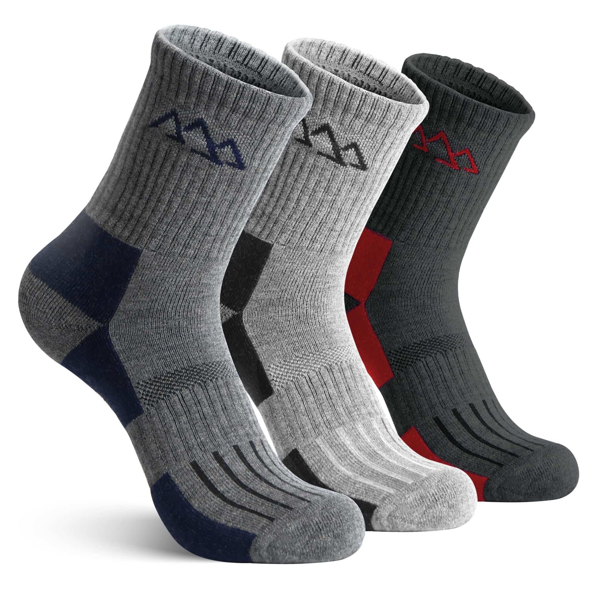 innotree 3 Pack Men's Merino Wool Hiking Socks, Micro Crew Cushioned Hiking Walking Thermal Moisture Wicking Trekking Socks