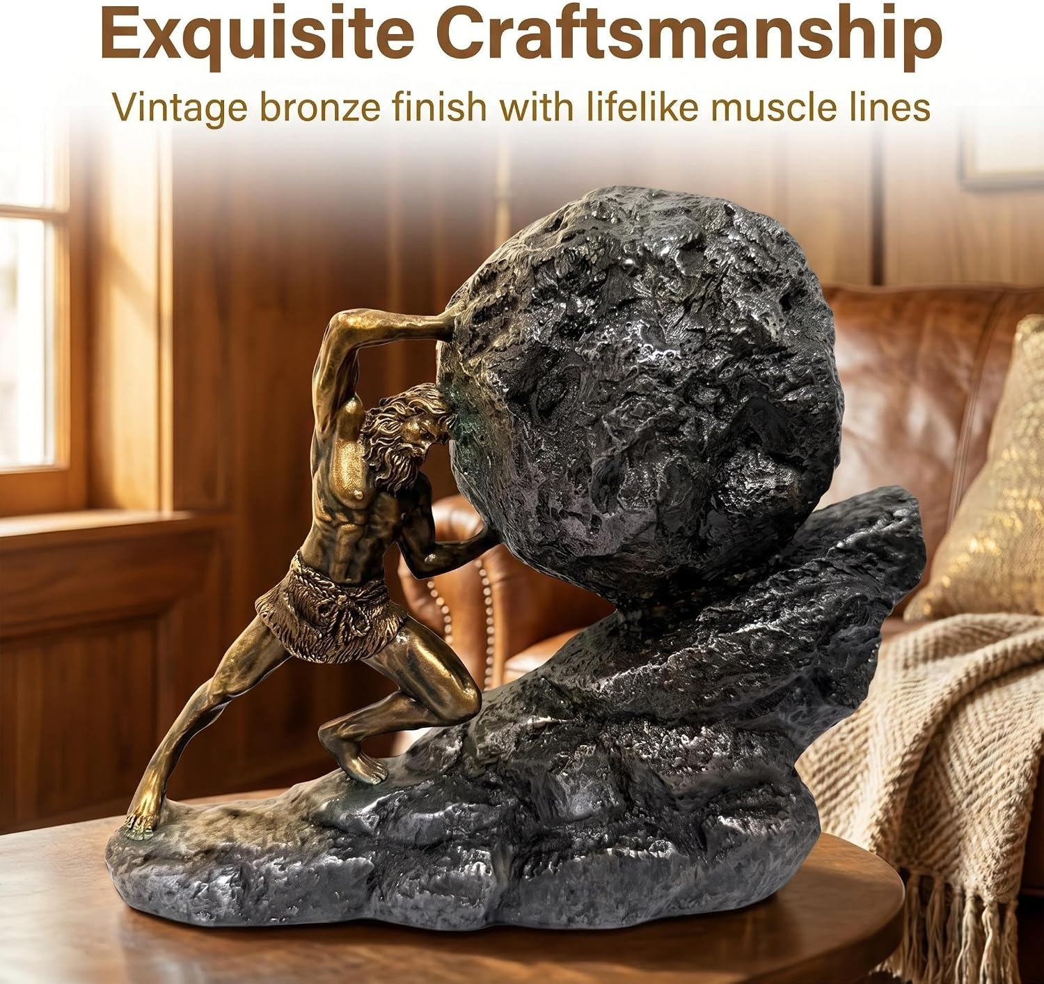 Statue Greek Mythology Sculpture 6.3-Inch Resin FigurineRolling the Boulder .Inspirational Philosophy Desktop Decor for Office Desk, Home Bookshelf, and Man Cave Aesthetic