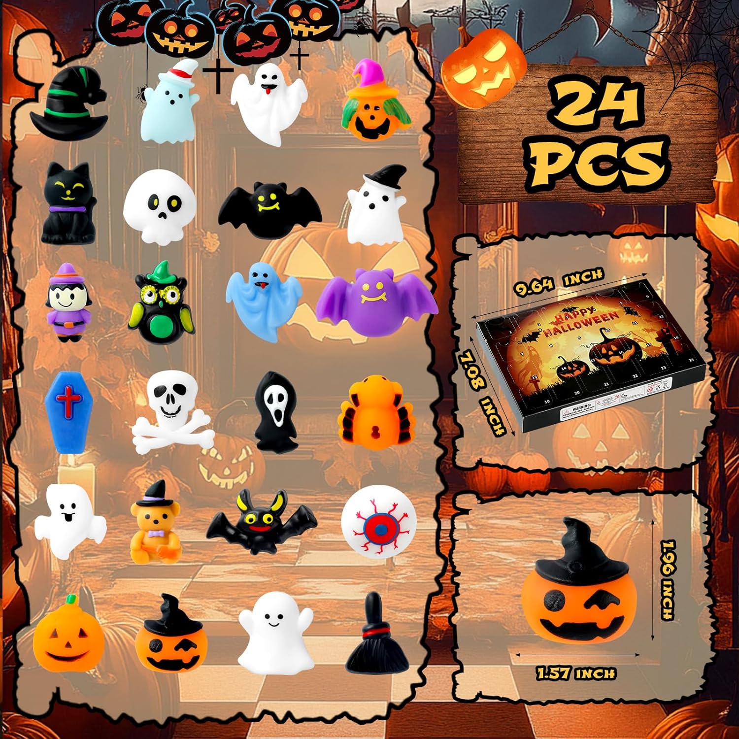 Halloween Advent Calendar 2026 with Mochi Squishy Toys 24 Days, Mini Squishy Advent Calendar for Kids, Boys, Girls, Teen (Halloween)
