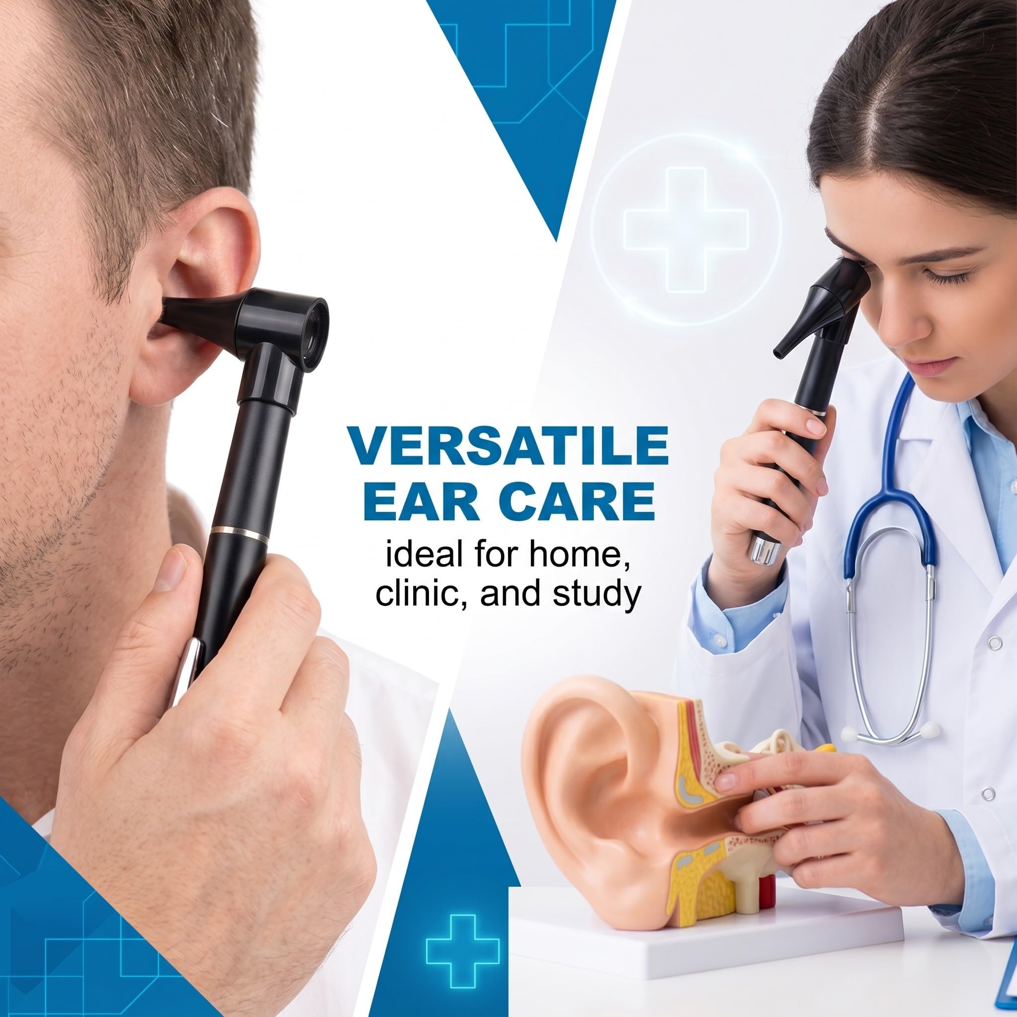 Mini Otoscope Oreille avec Grossissement et Lumière LED, Kit de Diagnostic Médical avec 5 Spéculums Auriculaires Interchangeables