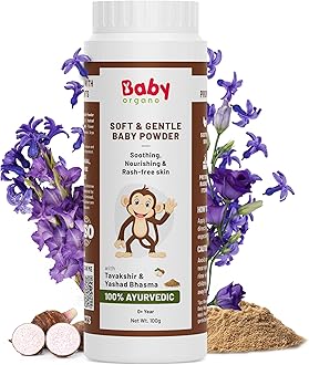 100% Natural Talc Free Baby Powder for up to 5 Years Newborn 100gm | Soft & Gentle Diaper Powder with Tavakshir, Yashad Bhasma | SLS, Paraben Free - 100gm