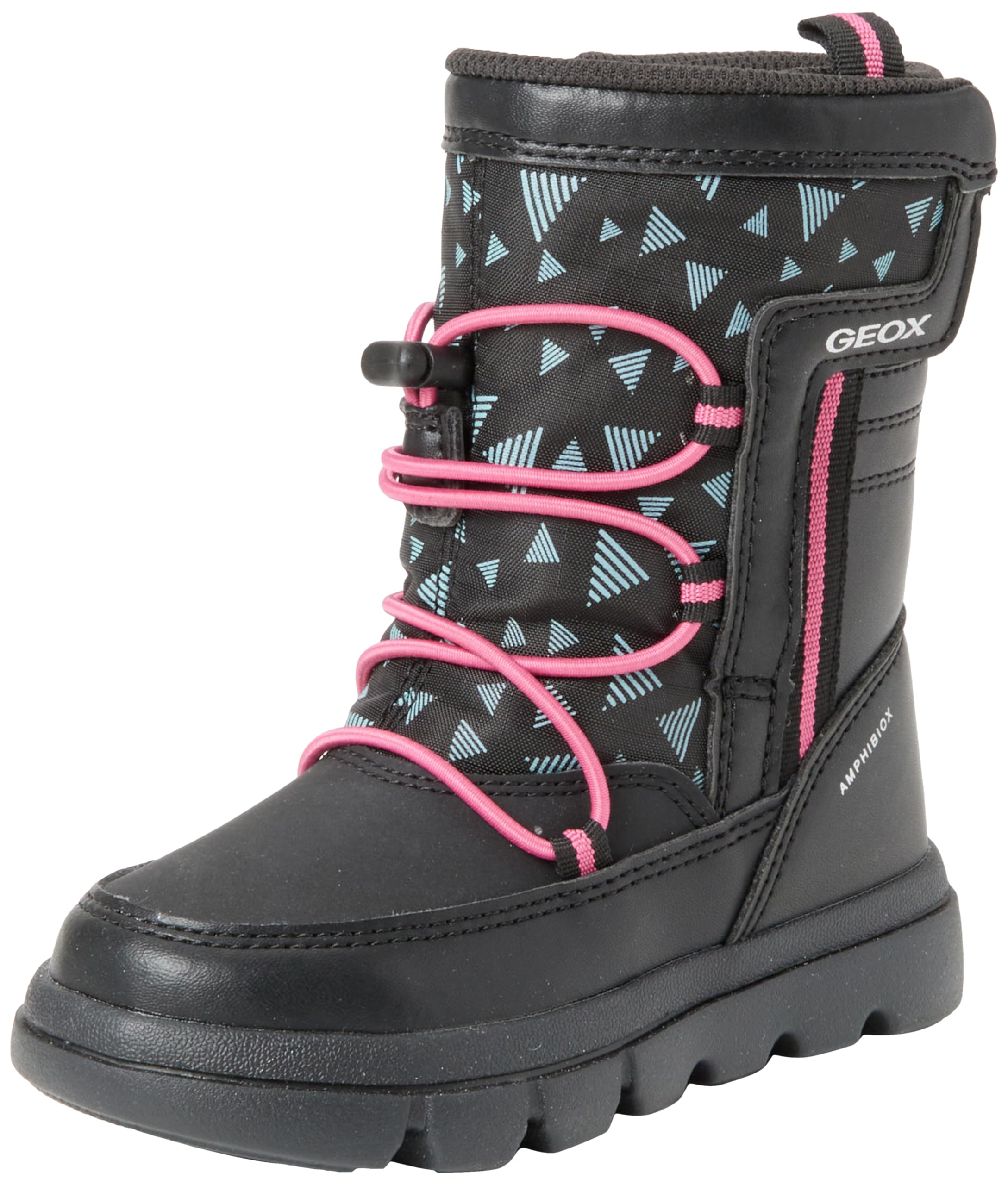 Geox J Willaboom Girl B A Ankle Boot, Black Fuchsia, 1 UK