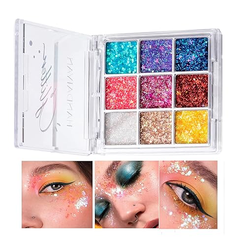 Miniatura 1 de JUNRUO Paleta de sombra de ojos con purpurina, resistente al agua, de larga duración, secado rápido, sombra de ojos con purpurina cosmética