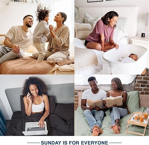 Miniatura 6 de Sunday Home Sábana bajera de 400 hilos 100% algodón natural, 1 sábana bajera de rayas damasco, color gris oscuro, bolsillo profundo de 15 pulgadas,