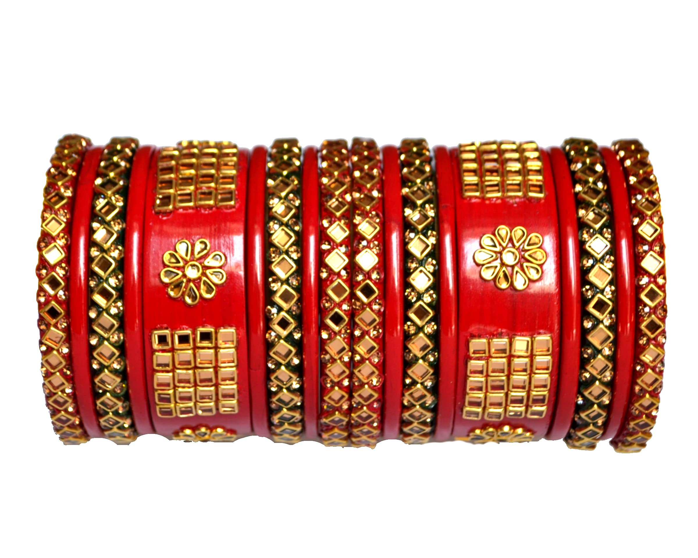 KANGANAS Lac Bangles for women Beautiful Traditional Rajasthani Red Green Bridal Set (2.12) (B094RDJKRX) Amazon Price History, Amazon Price Tracker