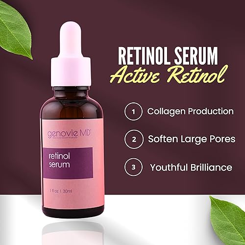 Miniatura 4 de Genovie MD Skin Renewal Serum Set para rostro con suero de vitamina C, suero hialurónico y suero de retinol, sueros faciales para reafirmar e