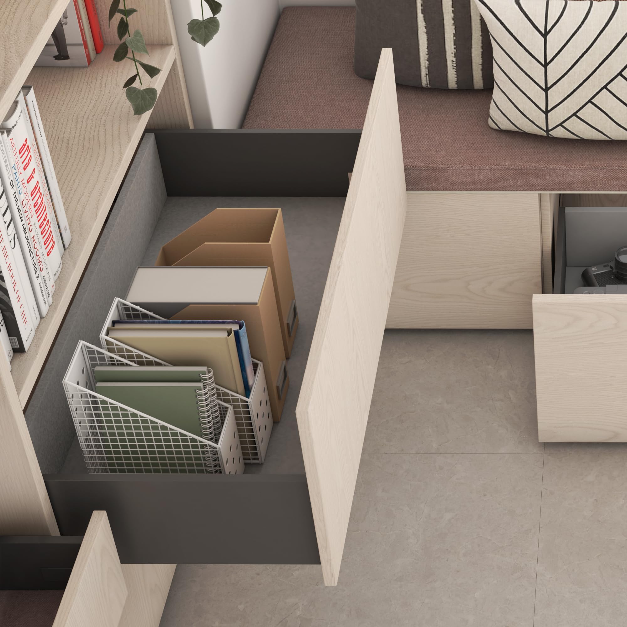 Emuca - Vertex with 3D Regulation External Drawer, Height 178mm, 40kg, Board Thickness of 18mm, Depth 400mm, Steel, Anthracite Grey - Image 4