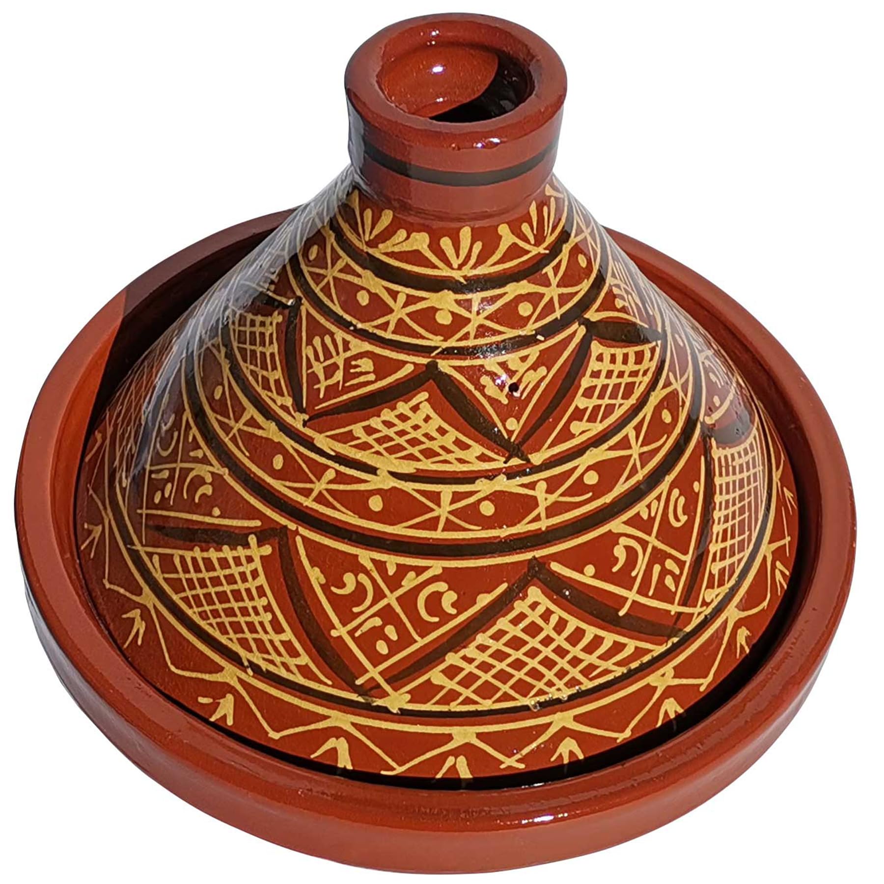 Tajine Agadir Ø 34 cm glasiert – Marokkanisch Kochen für 4-6 Personen | Premium Tagine | Ton Schmortopf Gartopf Tontopf aus Marrakesch