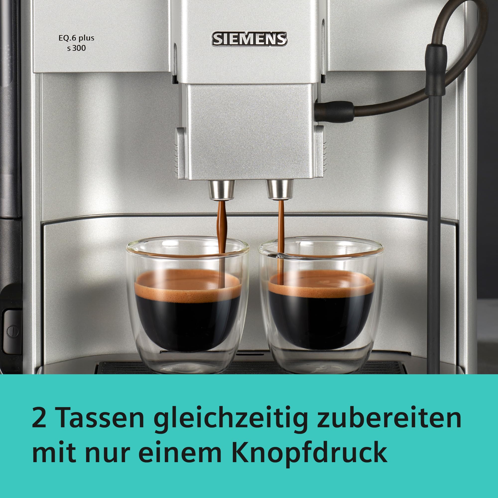 Siemens EQ6 plus s300 Kaffeevollautomat, Milchsystem, 11 Getränke, Keramikmahlwerk, Touchdisplay, Silber