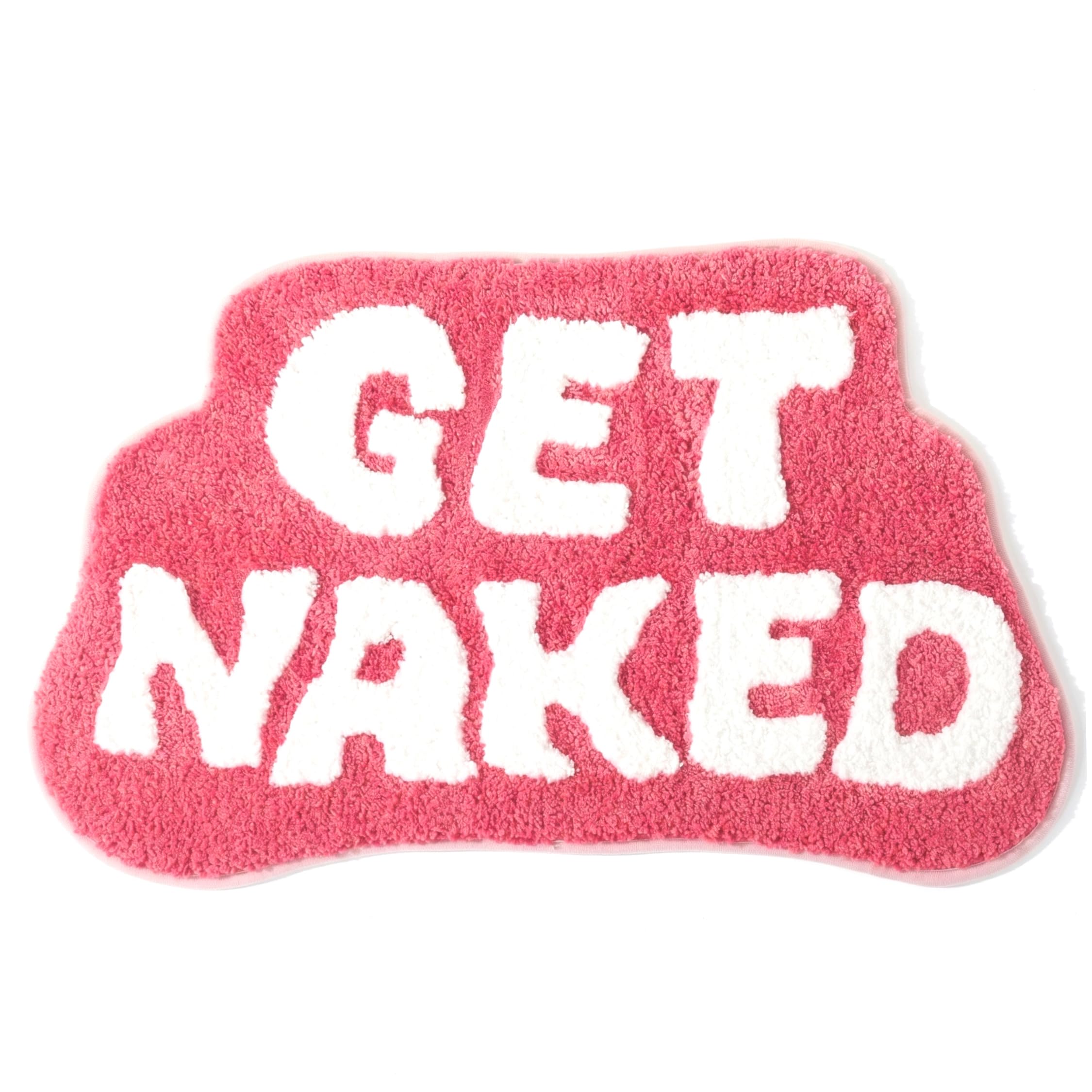 Vervevum Get Naked Rug, 20x31in Funny Bathroom Rug Soft Absorbent Plush Mat for Bathroom & Entryway, Style-1, Funny Bath Mat