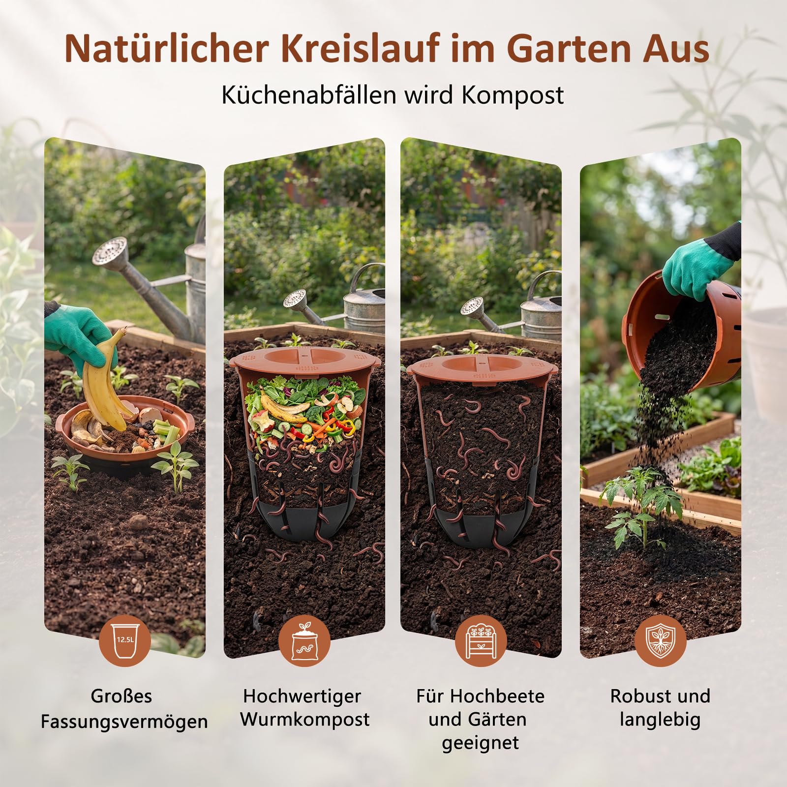 Silavo Wurmkomposter 12.5L, Komposter zum Eingraben (2er-Pack)