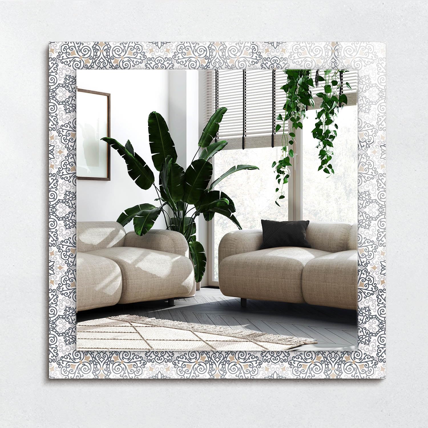 Miroir mural 60x60 cm sans cadre pour habiller un mur vide sans encombrer