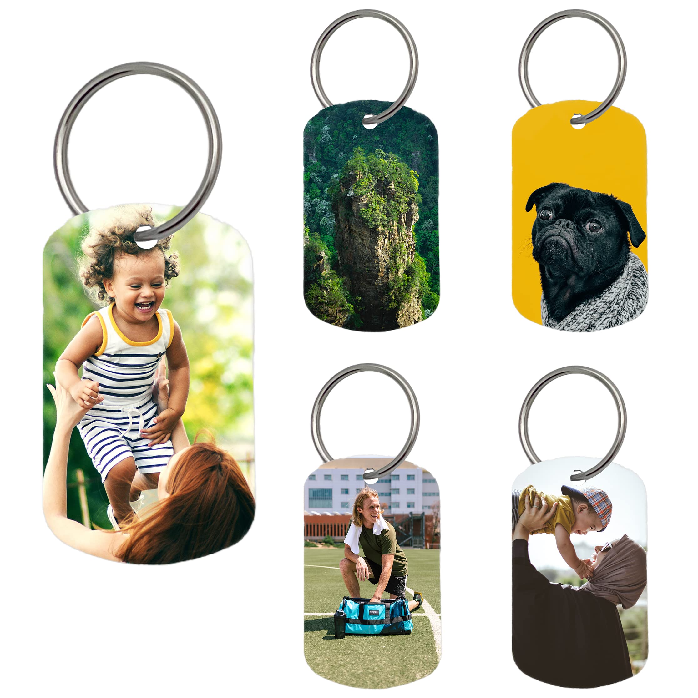 Thedogtagco Yellow Personalised Photo Message Text Id Army Military Dog Tag (Keyring) Double Sided