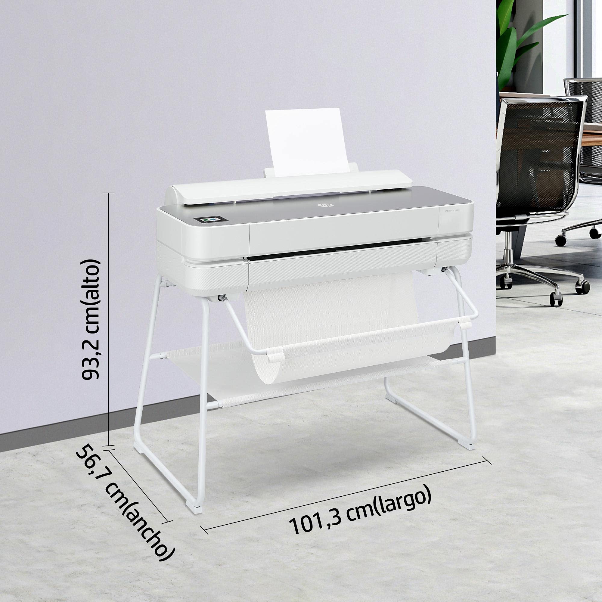 HP Impresora Plotter de Gran Formato DesignJet Studio - Steel, de 24 Pulgadas, hasta A1, Impresión Móvil, Wi-Fi, Gigabit Ethernet, USB 2.0 de Alta Velocidad, Garantía de 1 año (5HB12C)