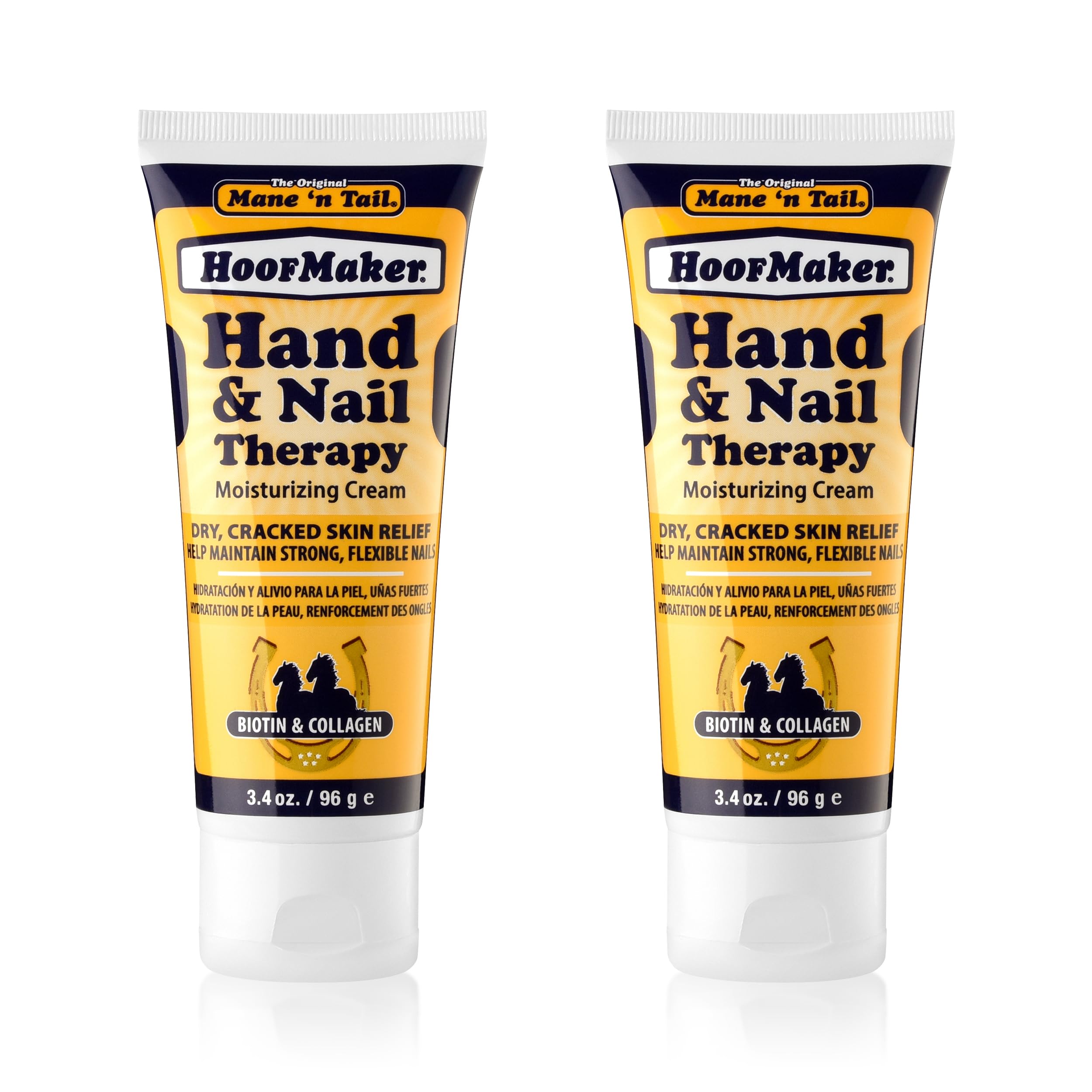 Hoofmaker Hand & Nail Therapy (3.4 Oz Each, 2 Pack) – Fragrance-Free, Biotin & Collagen-Enriched Moisturizing Cream for Dry, Cracked Skin & Nails