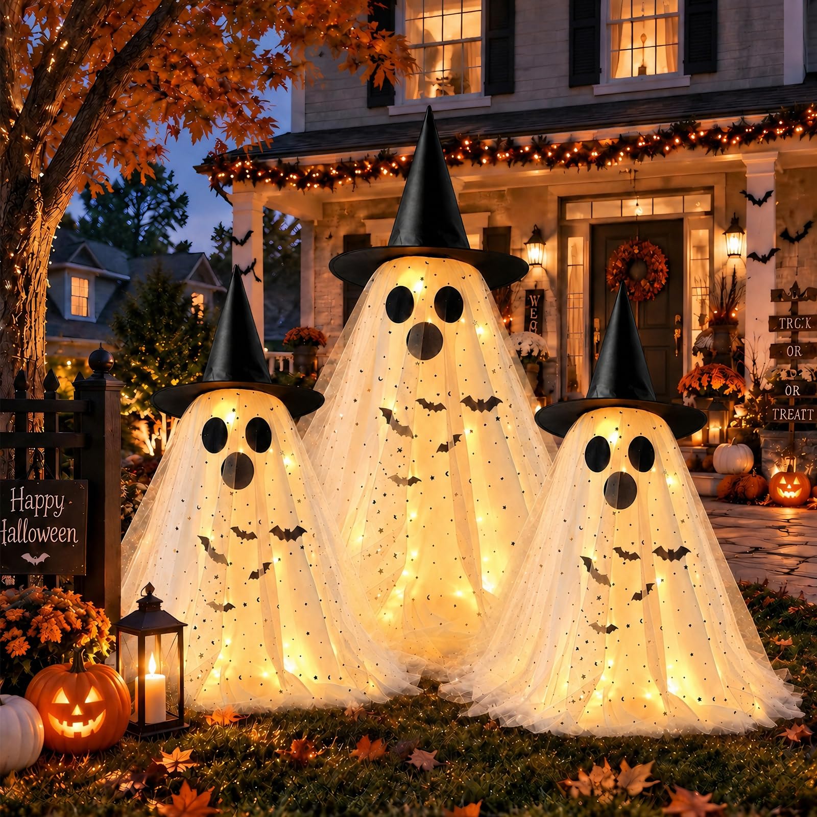 YIOTJUNL Halloween Ghost Decorations --3 Pcs