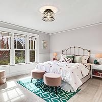 Vista 5 de Crystal Ceiling Light Fixture, Modern Semi Flush Mount Ceiling Light,Crystal Chandelier for Kitchen Bedroom Bathroom Entryway Black