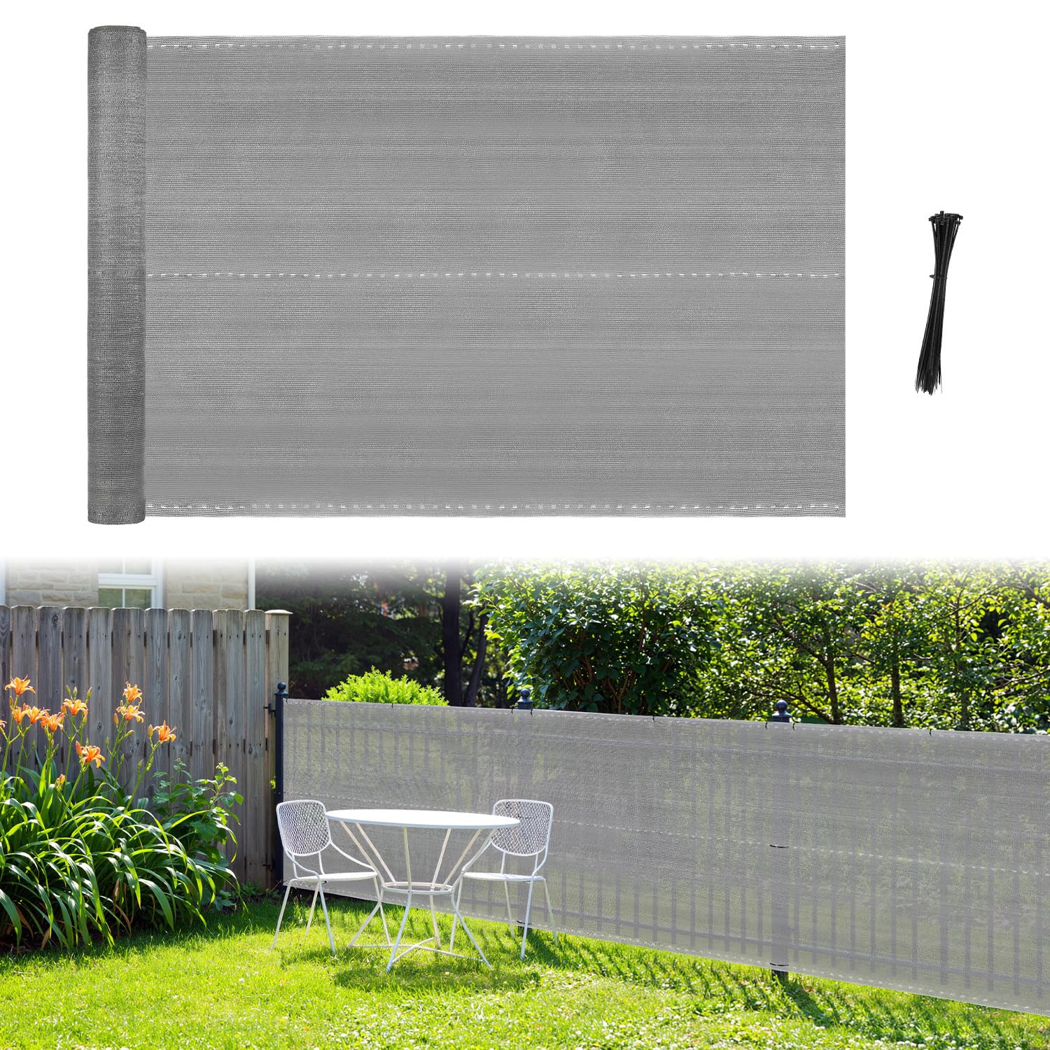 Brise-Vue polyéthylène 150 g/m², Protection Vent Poussière Soleil, Anthracite 1,8 x 10 m