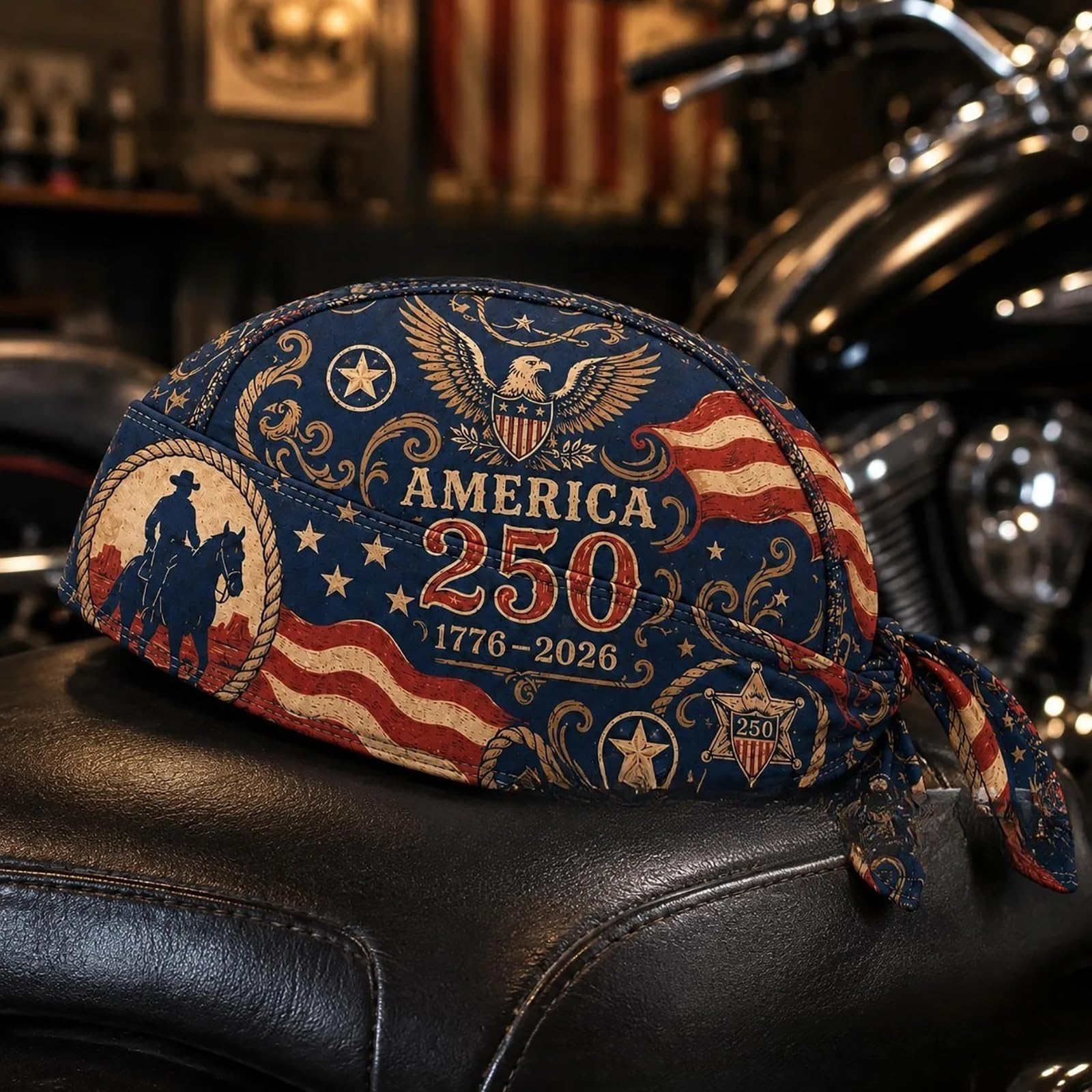 Headwear 1776 2026 Écharpe à nouer avec imprimé inspiré du drapeau pour l'équitation et les plans de voyage quotidiens, bandana patriotique, bandana patriotique, écharpe doo tour de cou en chiffon