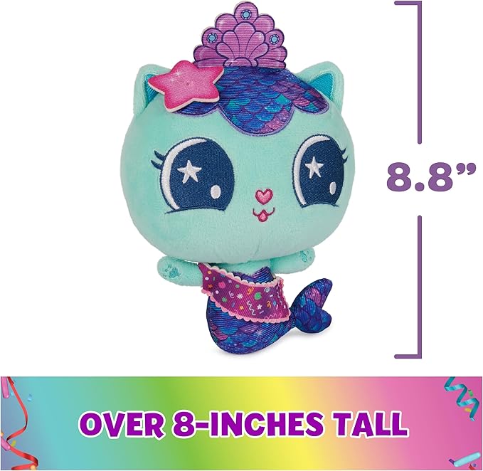 Gabby’s Dollhouse, Celebration Series 8-Inch Tall MerCat Plushies, Stuffed Animal Kids Toys for Girls & Boys Ages 3 and Up