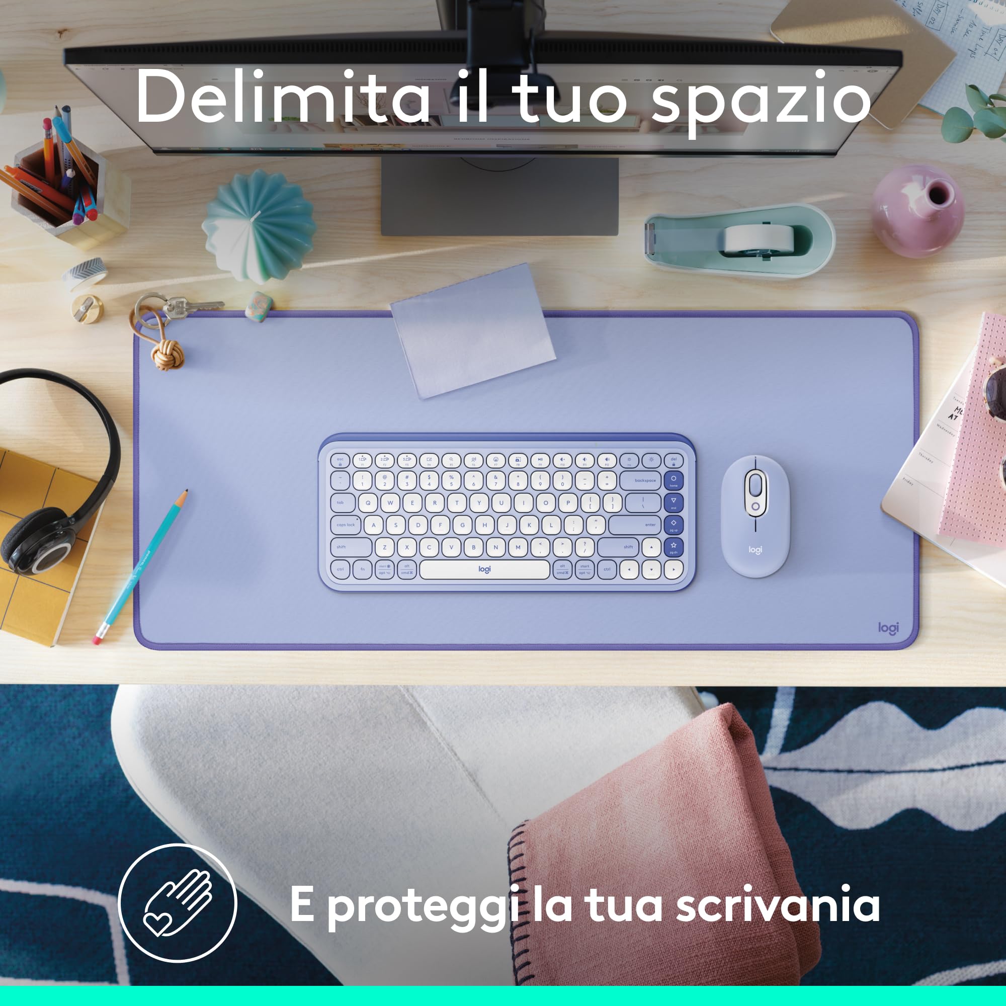 Tappetino Per Mouse E Tastiera In PU - Doppio Lato Impermeabile - Proteggi Scrivania