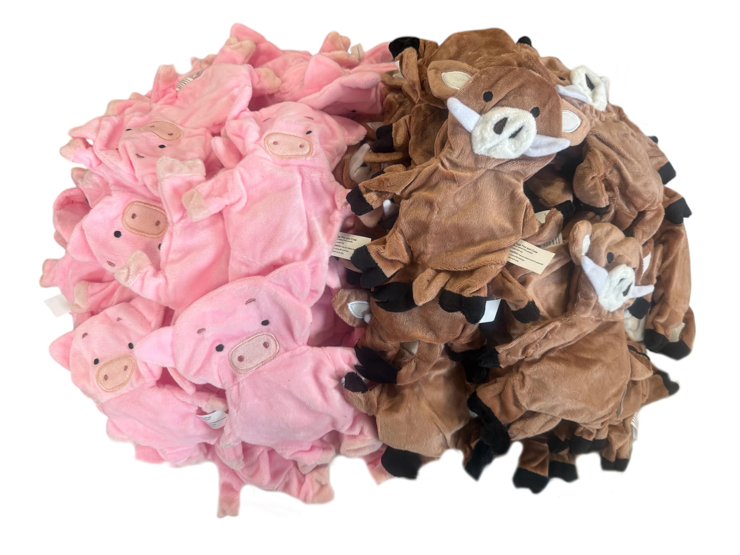 Piggy Poo and Crew Pig Boar Squeaker Crinkle Toys 100 Lot Bundle for Dogs Puppies Small Animal Fetch