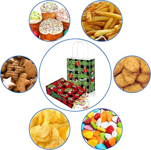 Miniatura 9 de 24 bolsas de regalo de papel de Navidad con asas, bolsas de dulces de personajes de dibujos animados de Navidad, lindas bolsas de recuerdos de