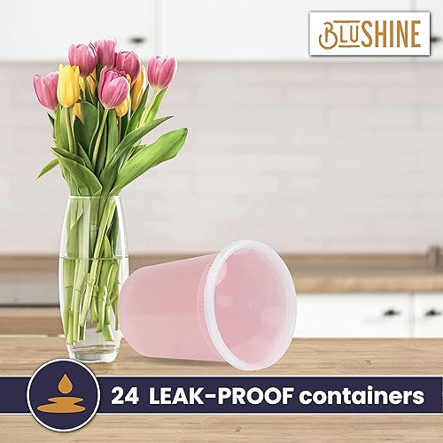 Miniatura 4 de 24 juegos Contenedores de plástico de 32 onzas con tapas herméticas a prueba de fugas, reutilizables, aptos para microondas, nevera y congelador