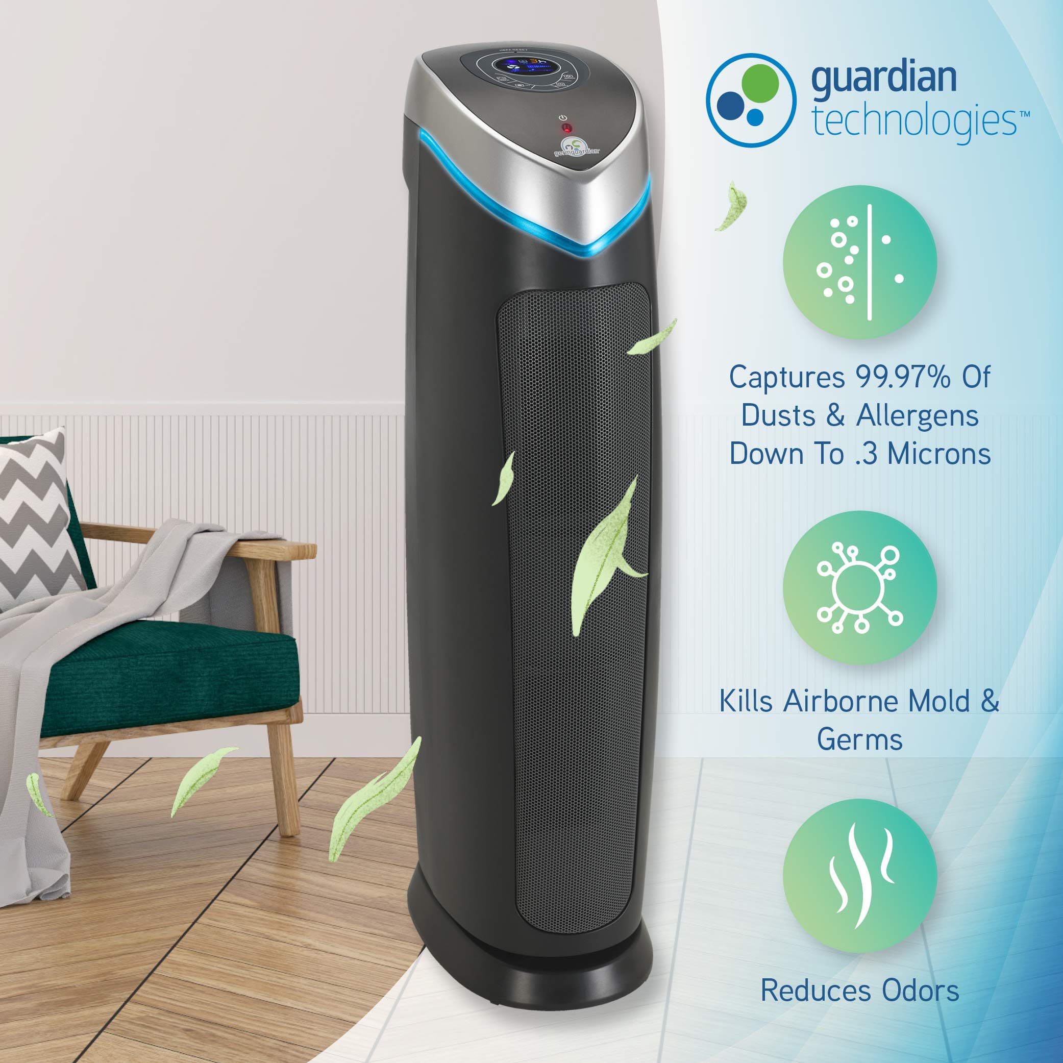 GermGuardian True HEPA Filter Air Purifier, UV Light Sanitizer