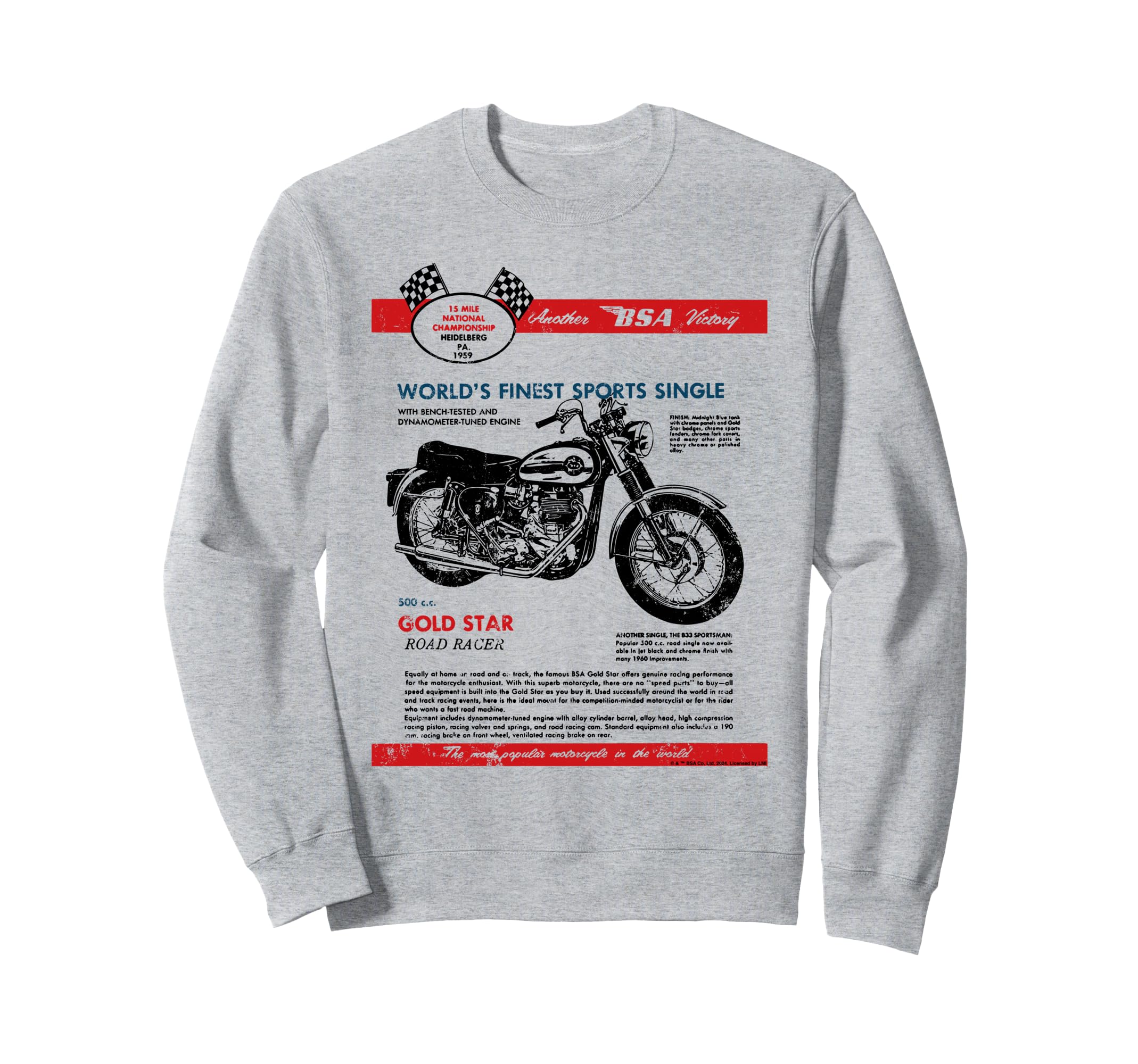 BSA 500 Gold Star Road Racer Motorcycle Ad Sweatshirt