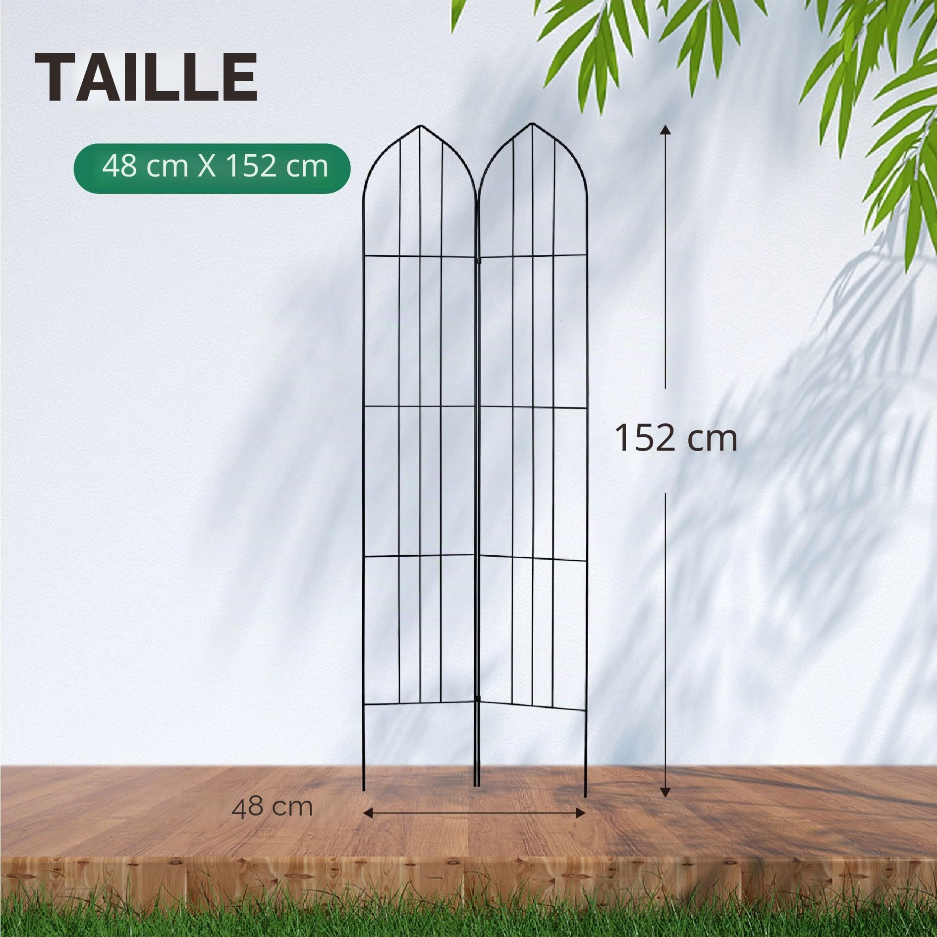 GARDEN Lot de 2 Treillis de Jardin pour vignes et Plantes grimpantes en Plein air, Panneaux de Grille en Fil de Fer pour pergola grimpante en Pot, Concombre, Tomate, Rose