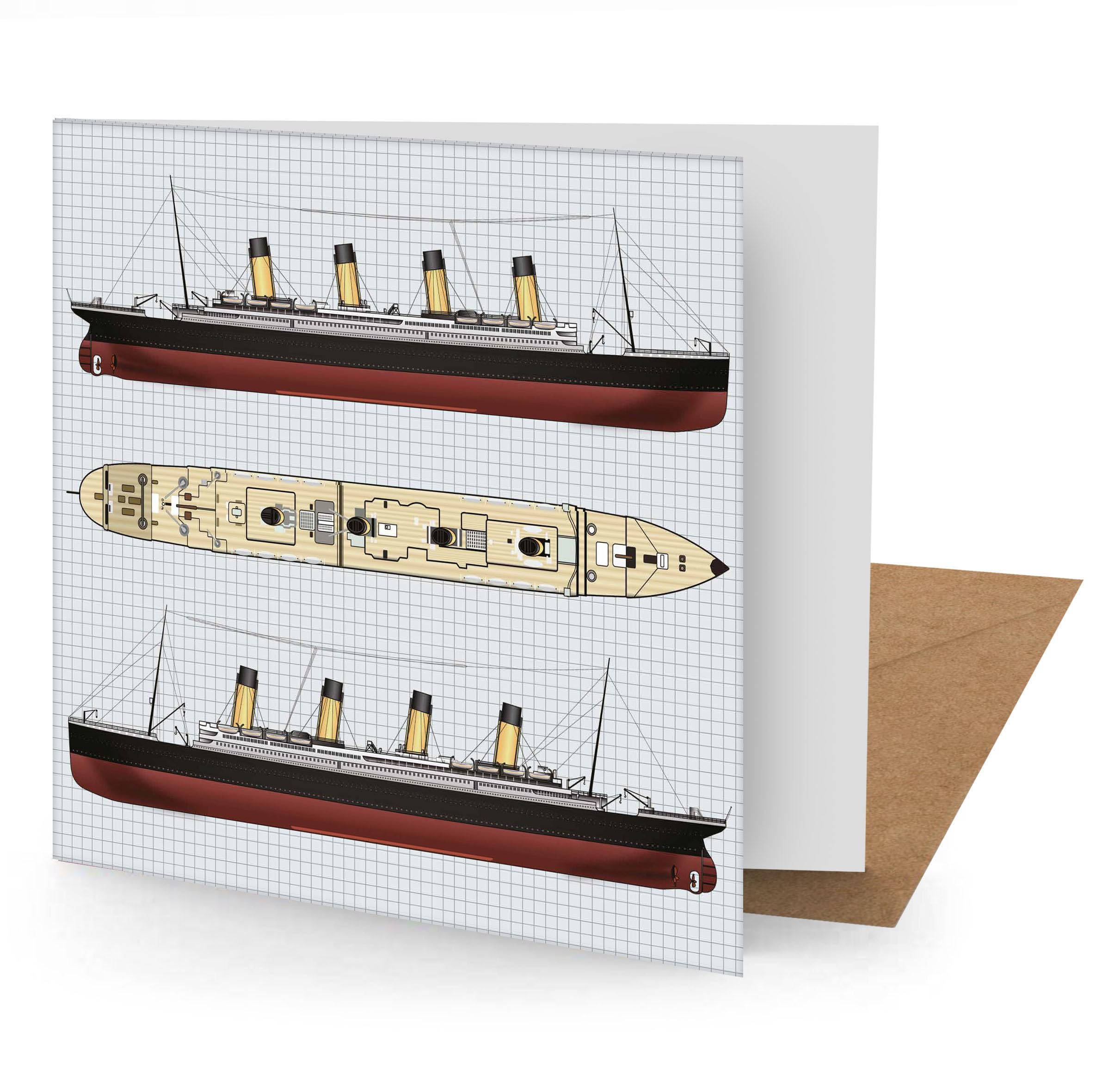 Titanic Greetings Card Suitable for Birthdays, Thank You, Any Occasion, 15 x 15 cms, Multi-Coloured