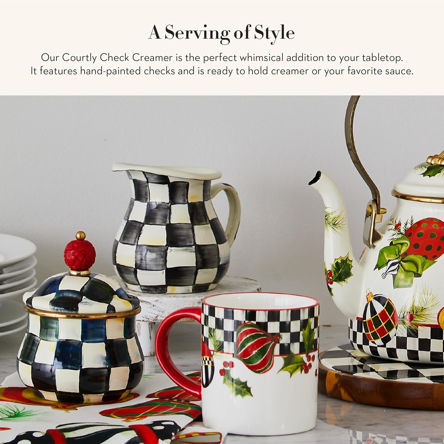 マッケンジーチャイルズ ロイヤルチェック エナメル ラージ 塩コショウ