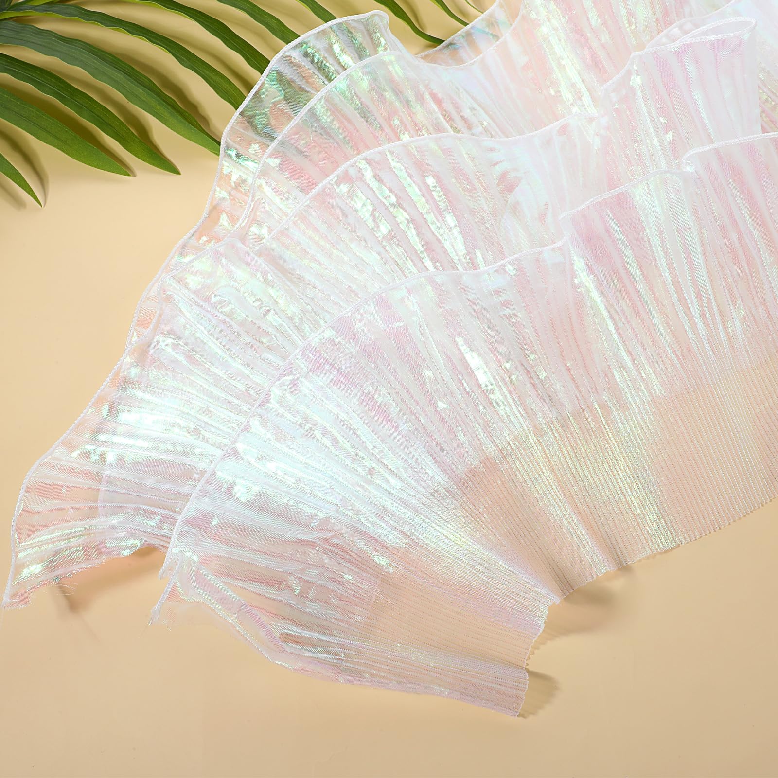 Amazon.com: 5 Yards Iridescent Ruffle Organza Pleated Lace Fabric