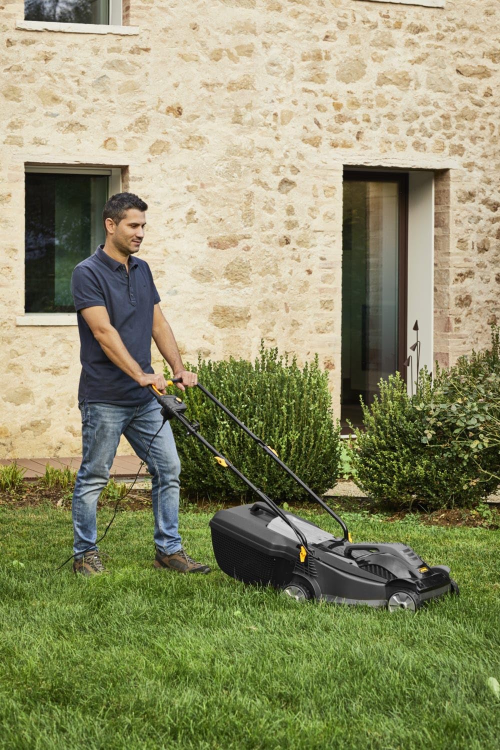 Alpina BL 380 E Tondeuse Électrique 1400 W 38 cm Bac 40 l Guidon Pliable Réglage 3 Positions