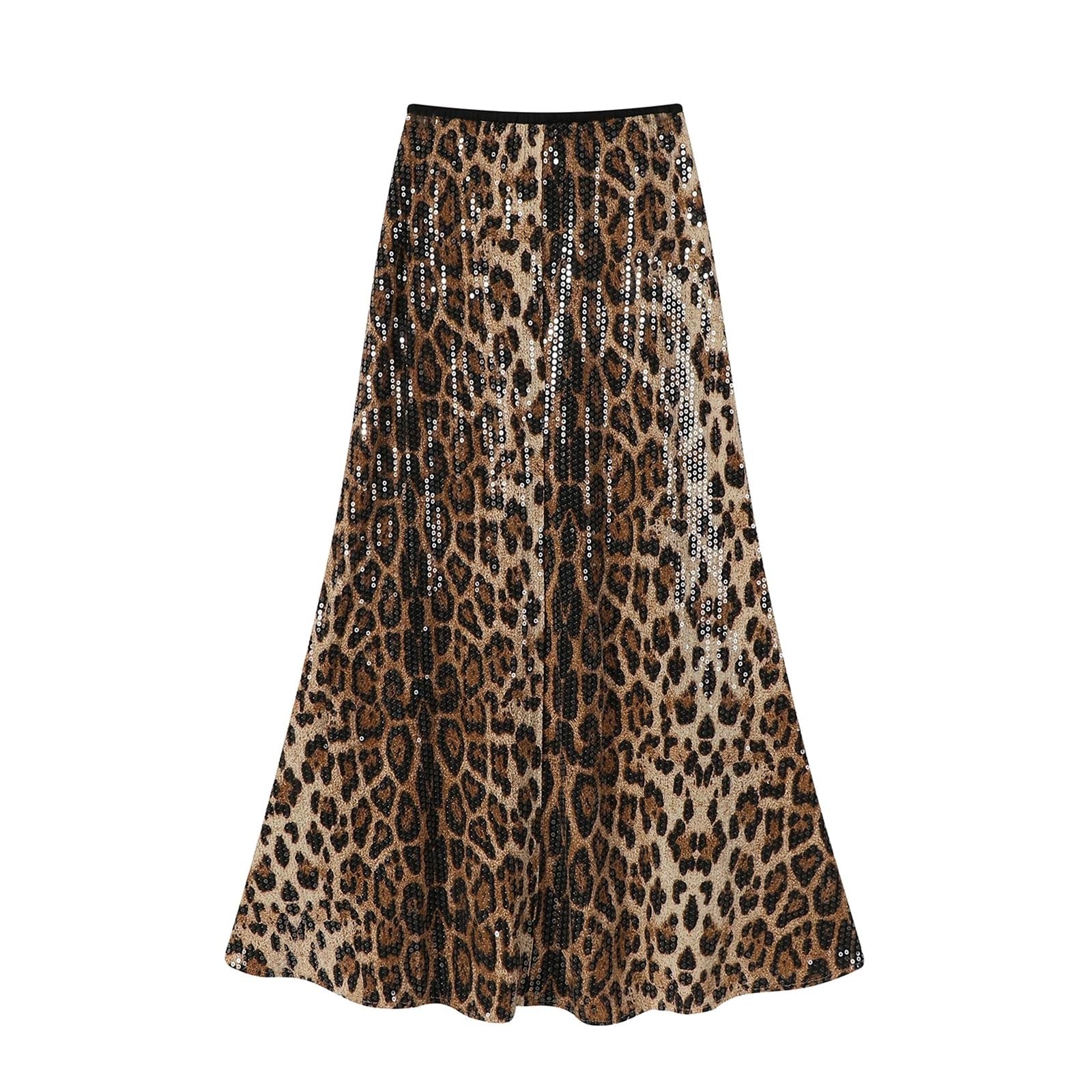 Gonna Leopardata Gonne da Donna a Coda di Pesce con Paillettes in Stile retrò, gonne snellenti a Vita Alta e Lunghezza Media per Festa