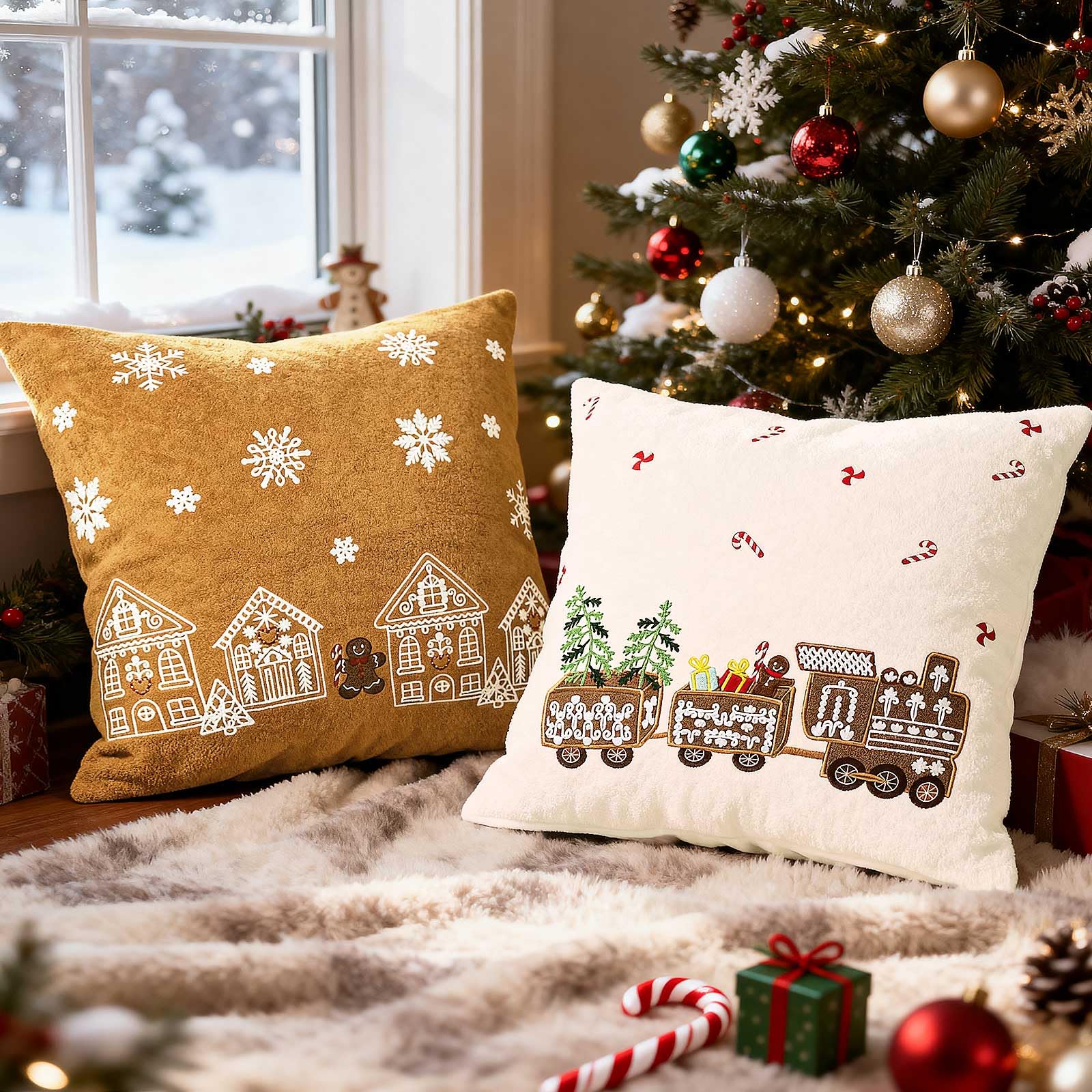 Housse d'oreiller de Noël 50 x 50 pour créer une ambiance cocooning au salon