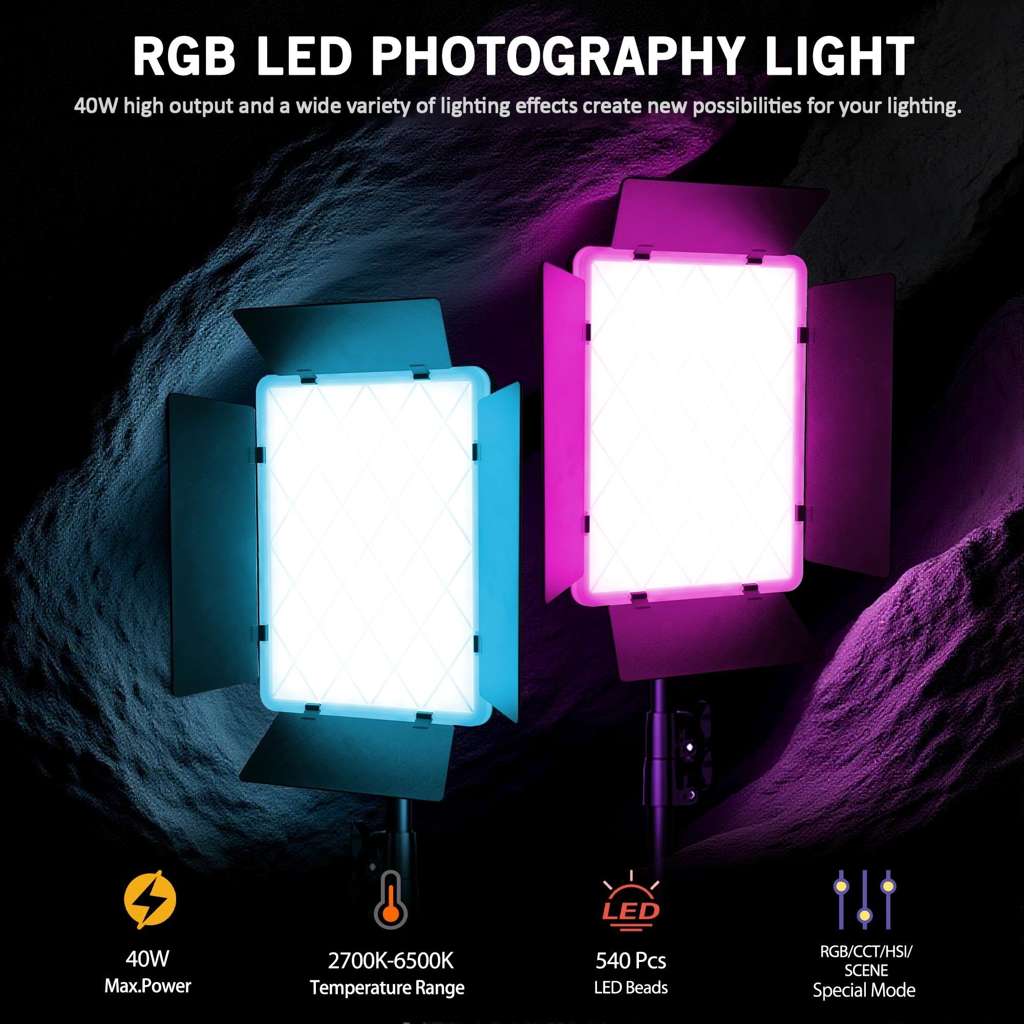 Amazon.com: NiceVeedi 40W RGB Photography Lighting with 20 Effects