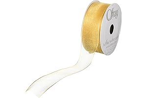 Offray Wired Edge Encore Sheer Gold Ribbon: Exceptional Crafting Versatility in 5/8-Inch...