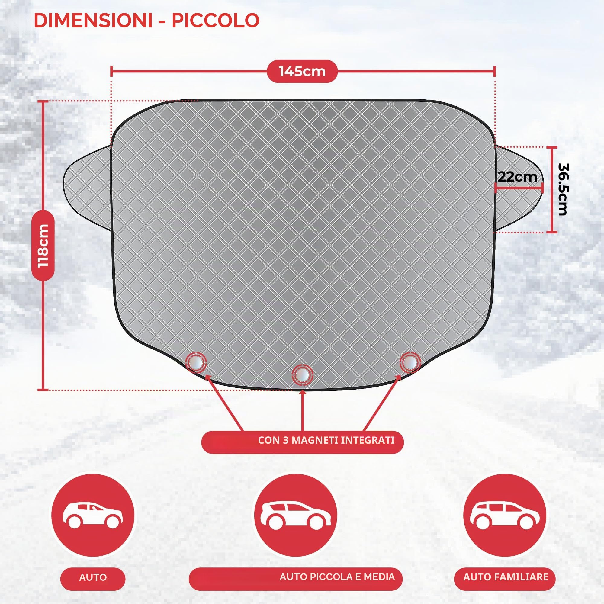 GADLANE Copertura magnetica per parabrezza auto inverno extra spessa pieghevole protezione gelo ghiaccio neve sole