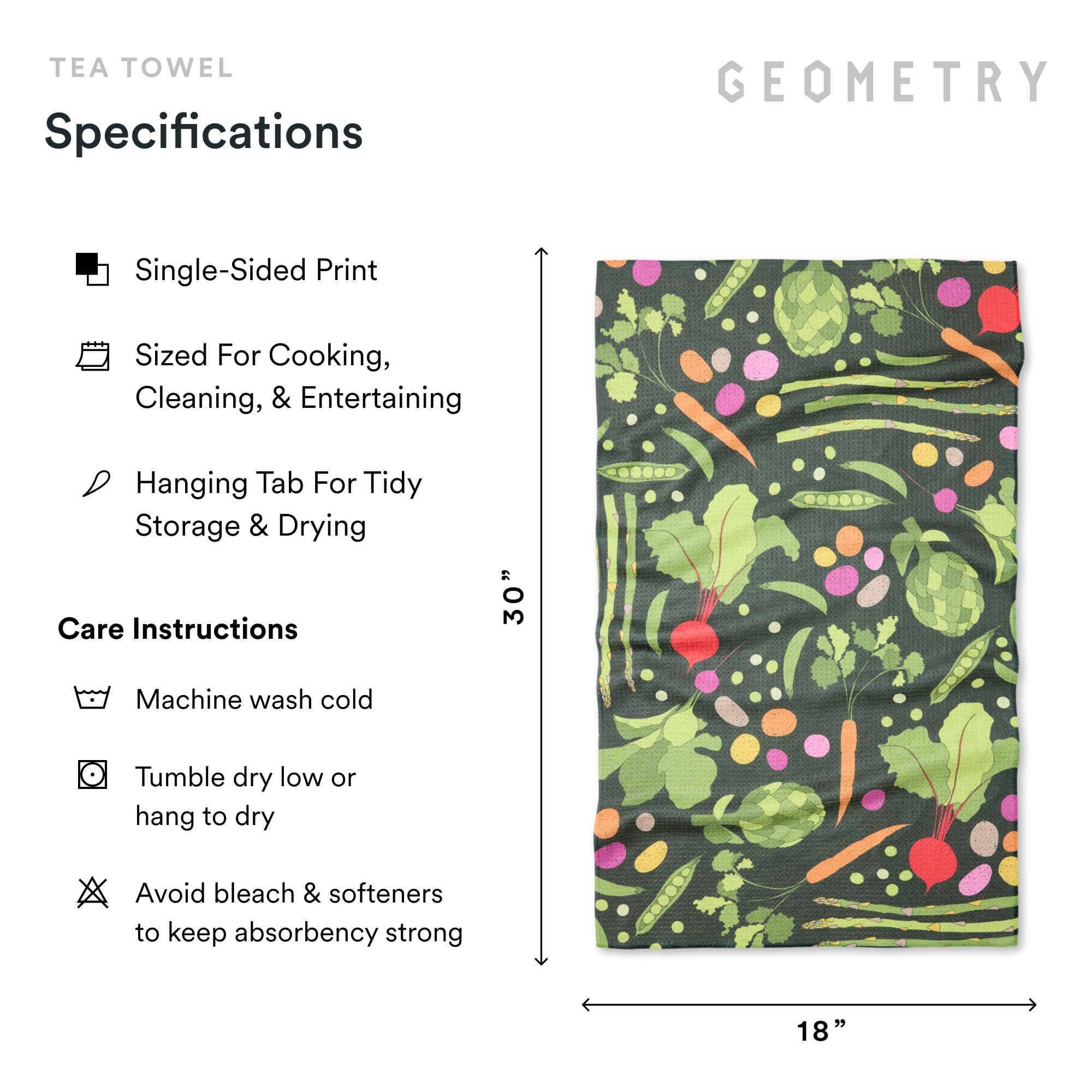 GEOMETRY Ściereczka kuchenna do herbaty, szybkoschnąca ściereczka z mikrofibry do suszenia w kuchni, szybkoschnąca ściereczka premium (Spring Sprout, 1 opakowanie)