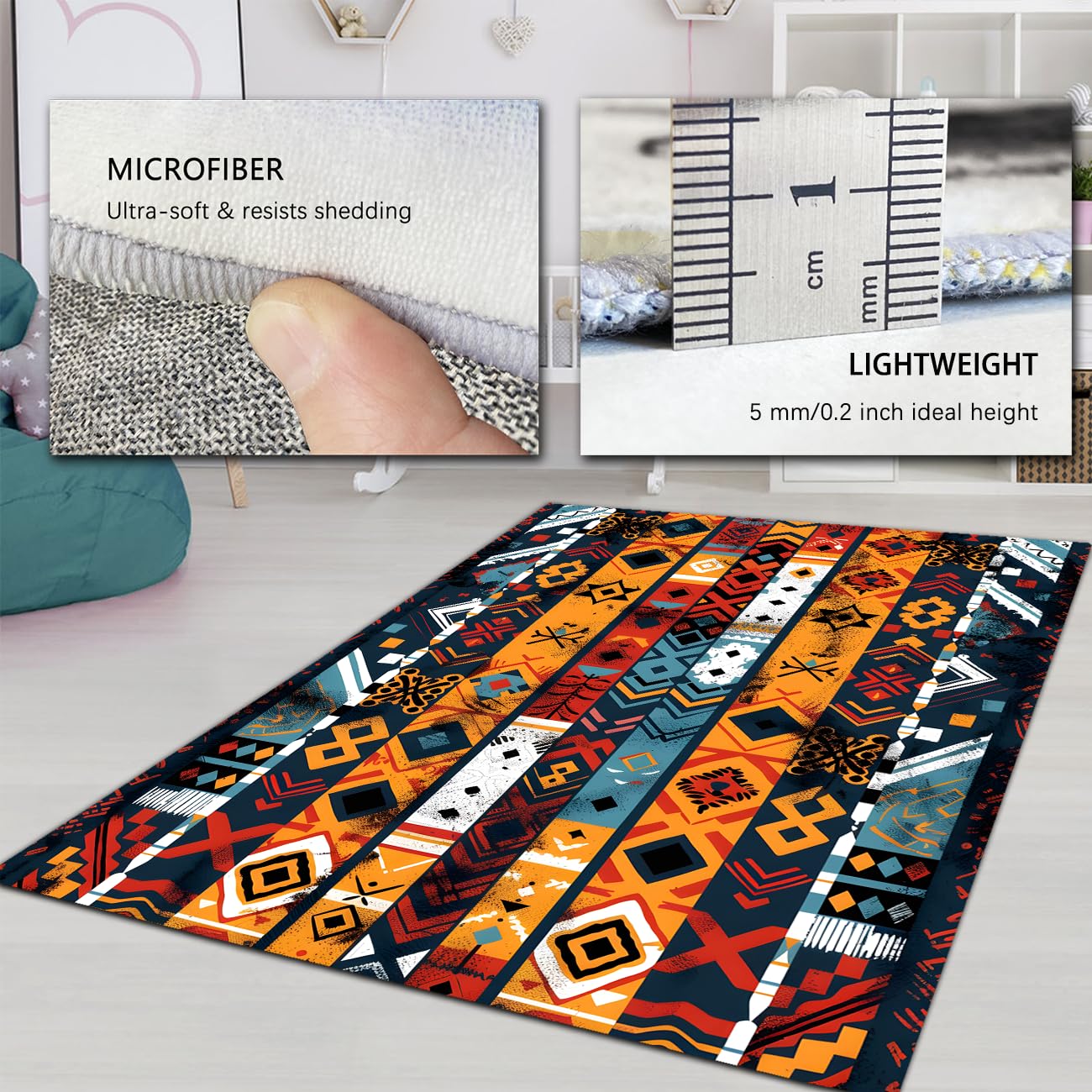 Aztec Print Teppich 80x150 Waschbare Teppiche für das Wohnzimmer