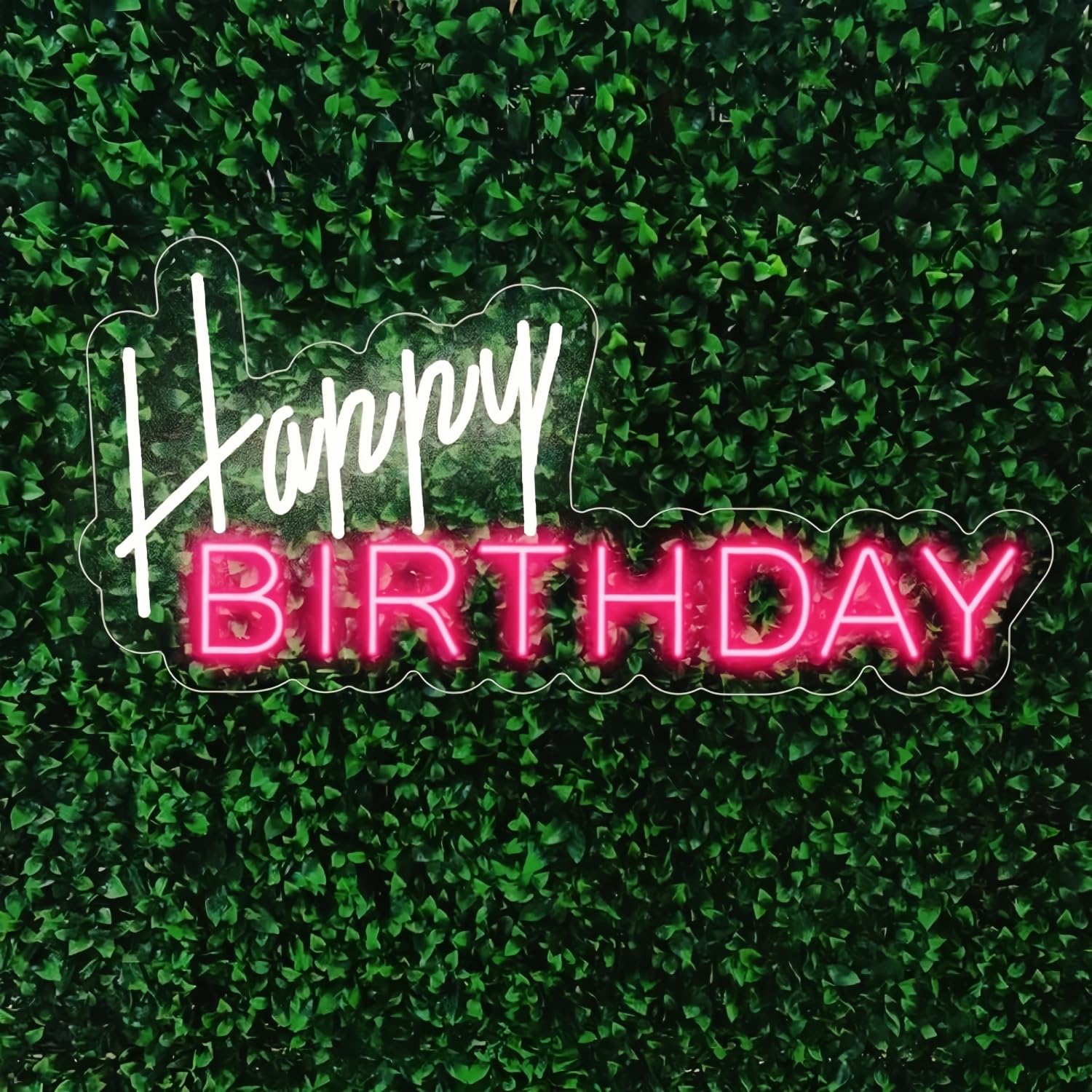 Happy Birthday LED Neon Signs Transparent Acrylic Lights Decor for Wedding Birthday Party Wall Home Bedroom Room Art Decoration with USB Light Modulator 5V