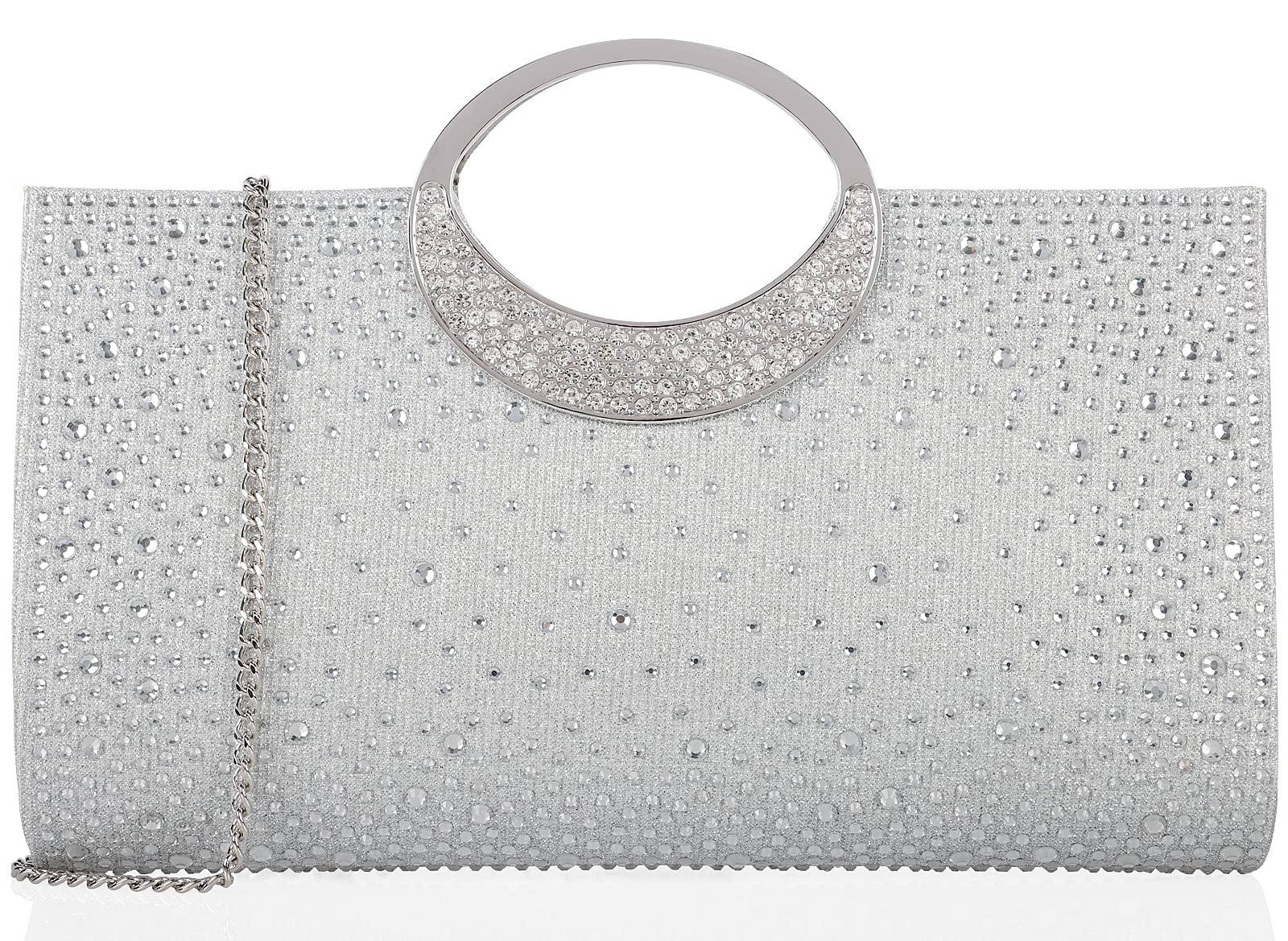 Dexmay Rhinestone Clutch Handbag with Crystal Handle for Wedding Party Elegant Clutch Purse for Women