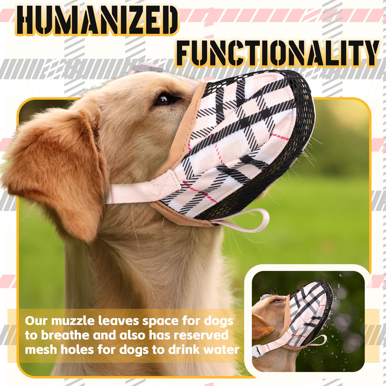 Bozal para perro, bozales de malla de aire suave para perros de tamaño grande, antimasticación, bozal transpirable ajustable para labrador retriever, etc., adecuado para visitas al veterinario que