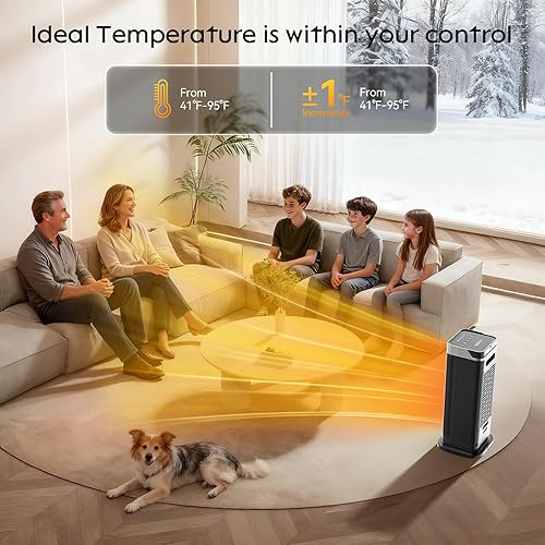 Miniatura 7 de Calentadores de espacio para uso en interiores, calentadores eléctricos rápidos y de seguridad de 1500 W con oscilación de 70, control remoto,